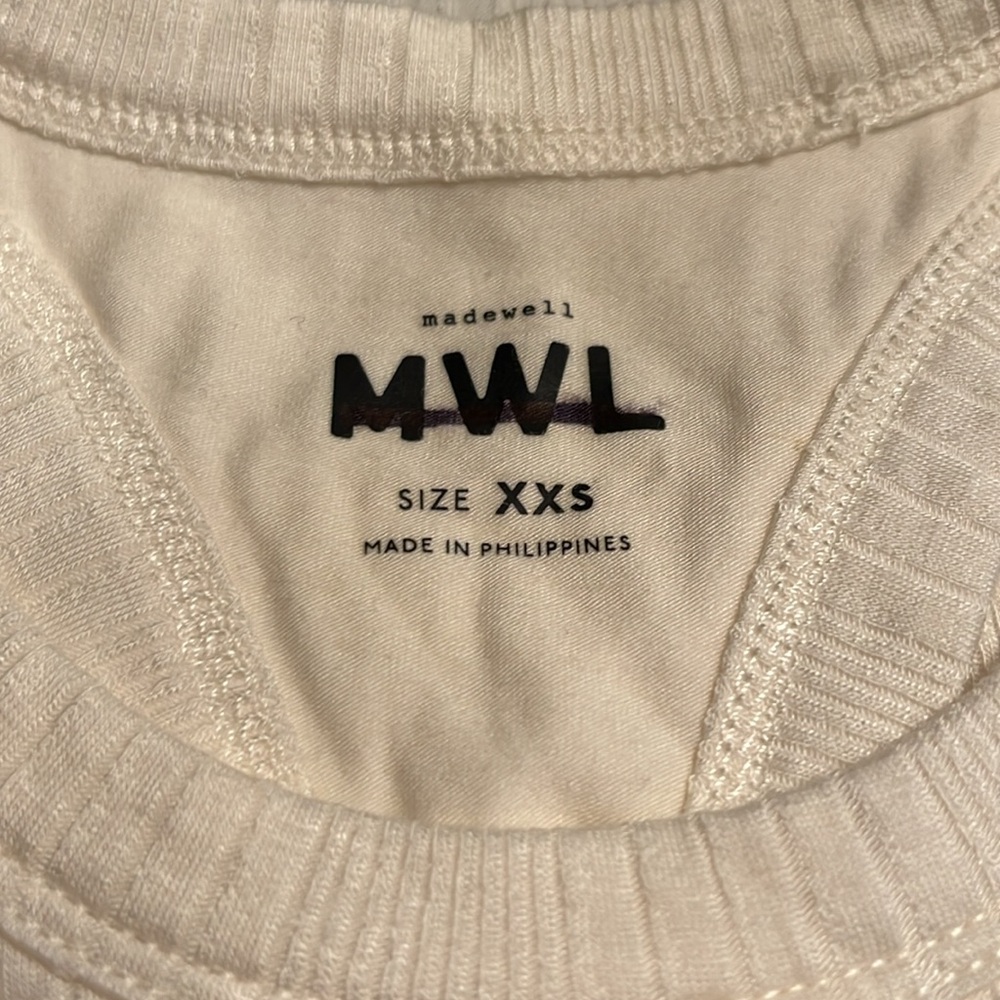 Madewell MWL Variegated Rib Crop Tank with shelf bra women’s Size XXS NWT - Picture 8 of 8